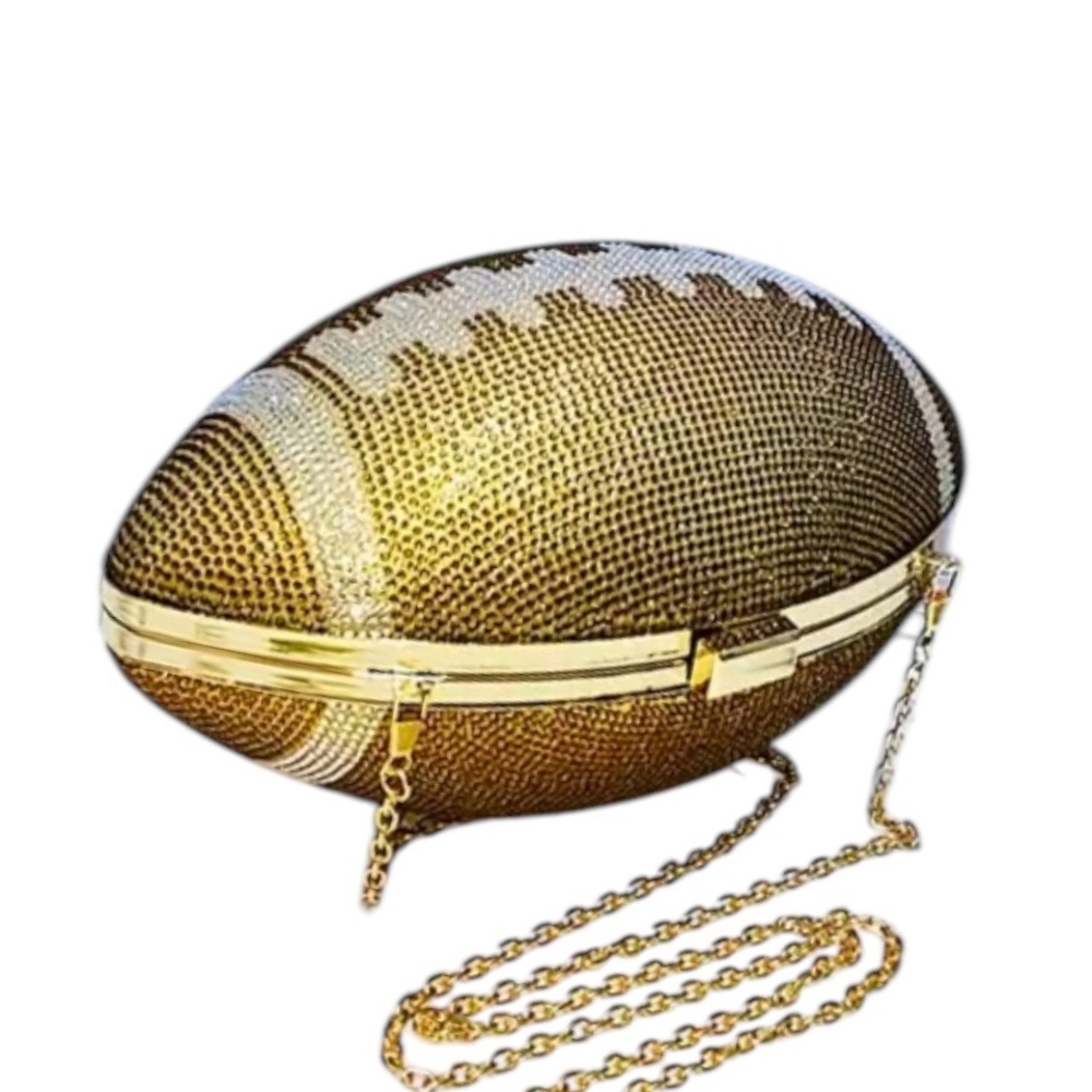 Rhinestone Football Bag in Gold